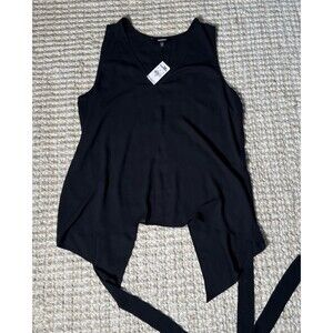 Express Black Sleeveless Blouse Asymmetrical Hem Tie Waist Size M NWT